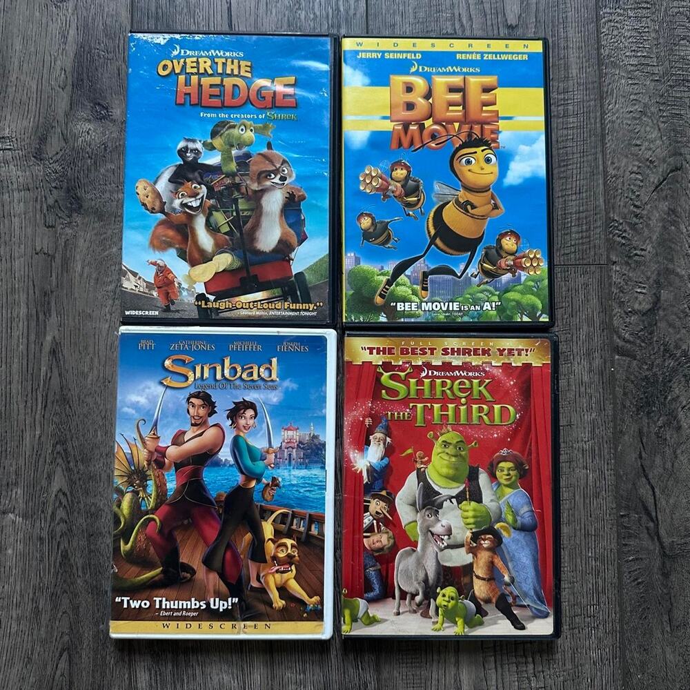 Bee Movie Over The Hedge Shrek Pixar Dreamworks Kids DVD Movie Lot